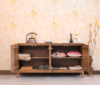 Bressels Solid Wood Four Door Storage Sideboard Cabinet - Chest of Drawer - Furniselan - Natural-Oak-Finish