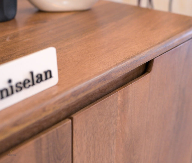 Bressels Solid Wood Four Door Storage Sideboard Cabinet - Chest of Drawer - Furniselan - Natural-Oak-Finish