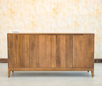 Bressels Solid Wood Four Door Storage Sideboard Cabinet - Chest of Drawer - Furniselan - Natural-Oak-Finish
