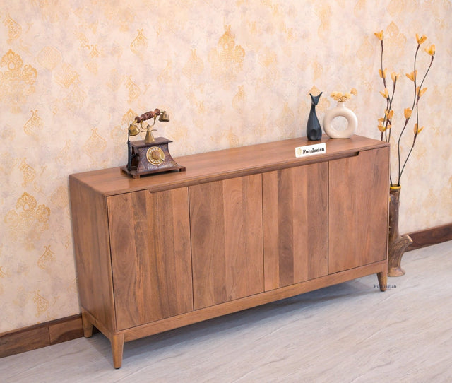 Bressels Solid Wood Four Door Storage Sideboard Cabinet - Chest of Drawer - Furniselan - Natural-Oak-Finish
