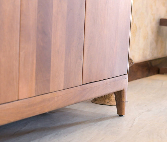 Bressels Solid Wood Four Door Storage Sideboard Cabinet - Chest of Drawer - Furniselan - Natural-Oak-Finish
