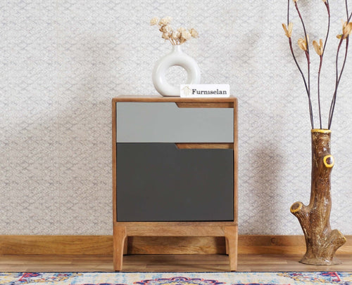 Bressels Solid Wood Side Table Furniselan - Sale-Grey-Door