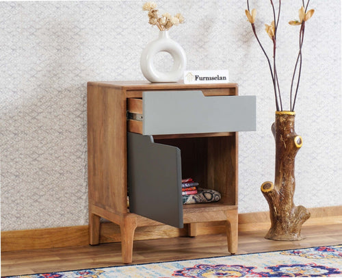 Bressels Solid Wood Side Table Furniselan - Sale-Grey-Door