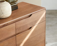 Bressels Solid Wood Three Door and Drawer Storage Cabinet Sideboard Furniselan - Natural-Oak-Finish