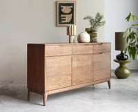 Bressels Solid Wood Three Door and Drawer Storage Cabinet Sideboard Furniselan - Natural-Oak-Finish