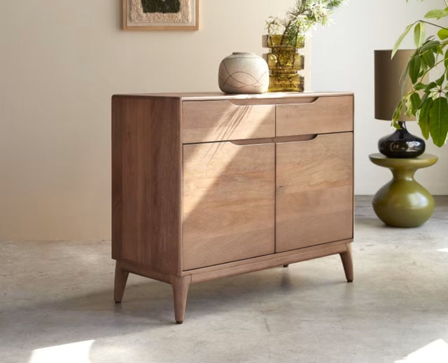 Bressels Solid Wood Two door and Drawer storage cabinet Furniselan-Natural-Oak-Finish