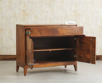 Bressels Solid Wood Two door and Drawer storage cabinet Furniselan Brown Finish