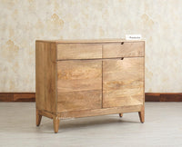Bressels Solid Wood Two door and Drawer storage cabinet Furniselan Natural Finish