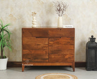 Bressels Solid Wood Two door and Drawer storage cabinet Furniselan Brown Finish