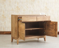 Bressels Solid Wood Two door and Drawer storage cabinet Furniselan Natural Finish