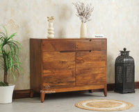 Bressels Solid Wood Two door and Drawer storage cabinet Furniselan Brown Finish