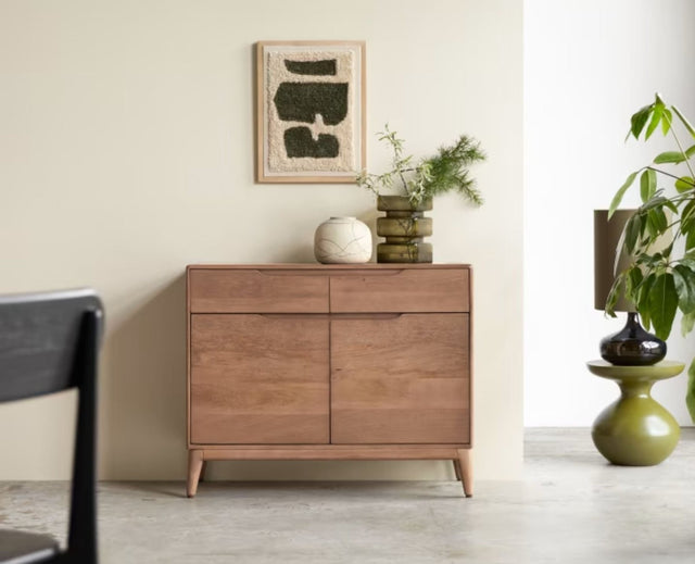 Bressels Solid Wood Two door and Drawer storage cabinet Furniselan-Natural-Oak-Finish
