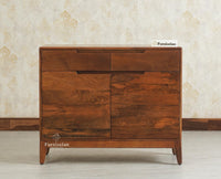 Bressels Solid Wood Two door and Drawer storage cabinet Furniselan Brown Finish