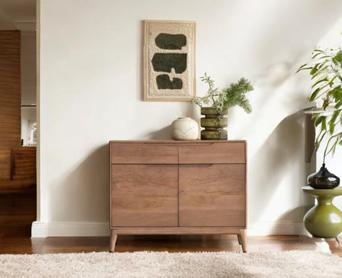 Bressels Solid Wood Two door and Drawer storage cabinet Furniselan-Natural-Oak-Finish