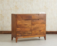 Bressels Solid Wood Two door and Drawer storage cabinet Furniselan Brown Finish