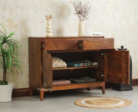 Bressels Solid Wood Two door and Drawer storage cabinet Furniselan Brown Finish