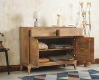 Bressels Solid Wood Two door and Drawer storage cabinet Furniselan Natural Finish