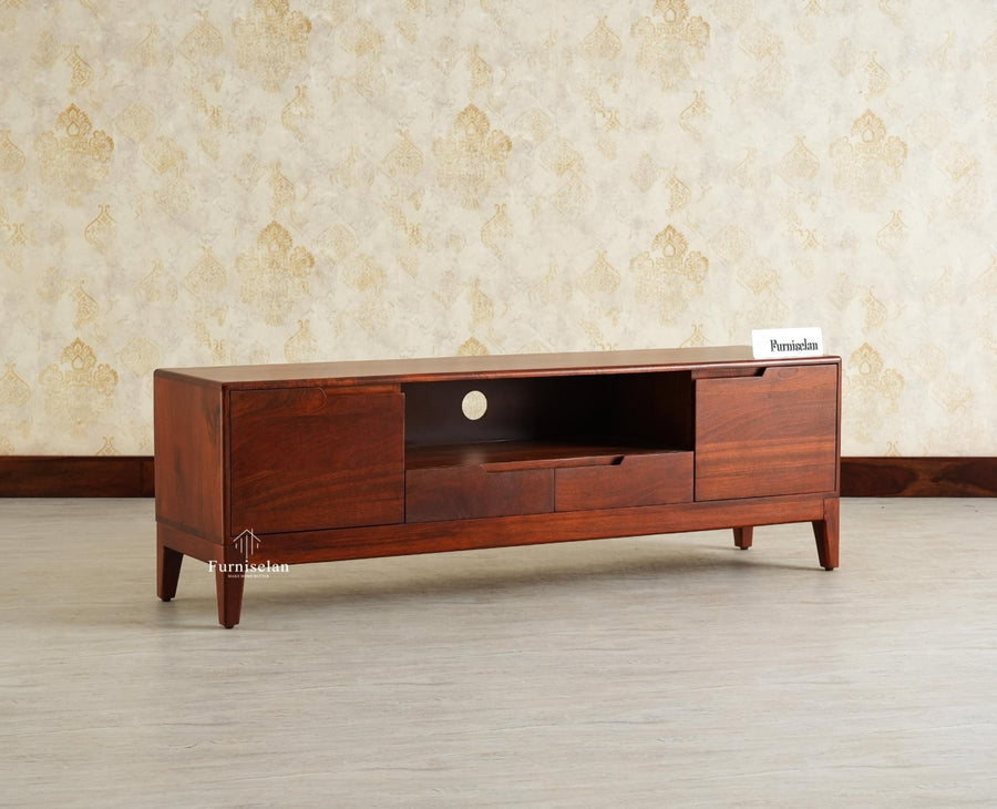 Bressels Wooden Tv Cabinet Media Unit Brown Finish