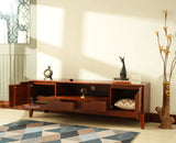 Bressels Wooden Tv Cabinet Media Unit Brown Finish