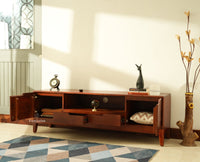 Bressels Wooden Tv Cabinet Media Unit Brown Finish