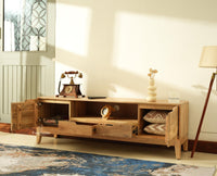 Bressels Wooden Tv Cabinet Media Unit Natural Finish