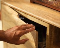 Bressels Wooden Tv Cabinet Media Unit Natural Finish