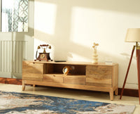 Bressels Wooden Tv Cabinet Media Unit Natural Finish