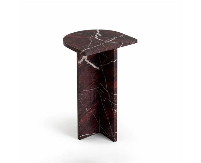 Briar Maroon Vein Accent Table - Red Jasper Marble
