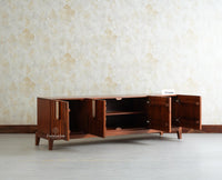 Brisbane Elite Storage Four Door Wooden TV Cabinet Media Unit Brown Finish