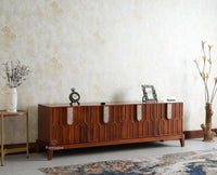 Brisbane Elite Storage Four Door Wooden TV Cabinet Media Unit Brown Finish