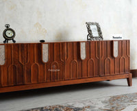 Brisbane Elite Storage Four Door Wooden TV Cabinet Media Unit Brown Finish