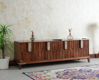 Brisbane Elite Storage Four Door Wooden TV Cabinet Media Unit Natural Oak Finish