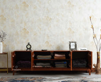 Brisbane Elite Storage Four Door Wooden TV Cabinet Media Unit Brown Finish