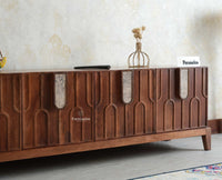 Brisbane Elite Storage Four Door Wooden TV Cabinet Media Unit Natural Oak Finish