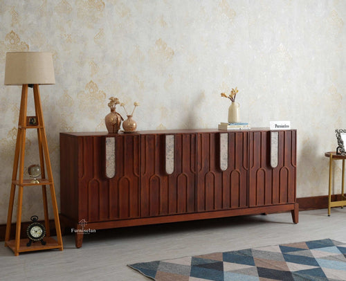 Brisbane Elite Storage Large Four Door Wooden Cabinet Sideboard Furniselan 
Brown Finish