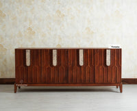 Brisbane Elite Storage Large Four Door Wooden Cabinet Sideboard Furniselan 
Brown Finish