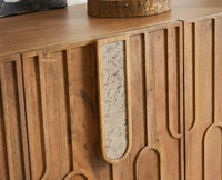 Brisbane Elite Storage Large Four Door Wooden Cabinet Sideboard Furniselan Natural Oak Finish