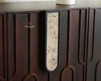 Brisbane Elite Storage Large Four Door Wooden Cabinet Sideboard Furniselan Grey Finish