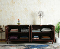 Brisbane Elite Storage Large Four Door Wooden Cabinet Sideboard Furniselan Grey Finish