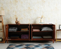 Brisbane Elite Storage Large Four Door Wooden Cabinet Sideboard Furniselan 
Brown Finish