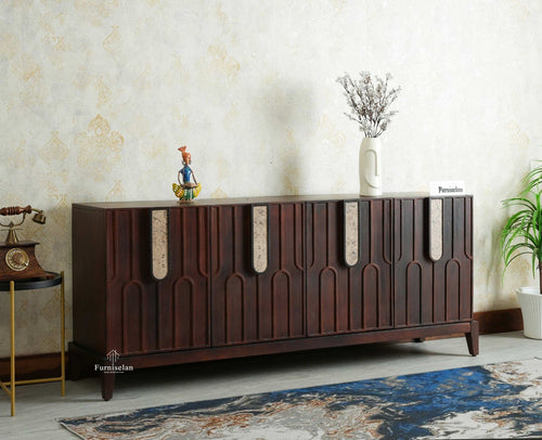 Brisbane Elite Storage Large Four Door Wooden Cabinet Sideboard Furniselan Grey Finish