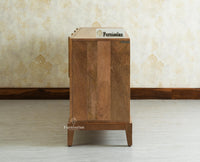 Brisbane Elite Storage Large Four Door Wooden Cabinet Sideboard Furniselan Natural Oak Finish