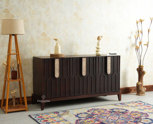 Brisbane Elite Storage Three Door Wooden Cabinet Sideboard Furniselan Grey Finish