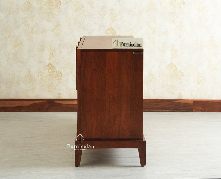Brisbane Elite Storage Three Door Wooden Cabinet Sideboard Furniselan Brown Finish