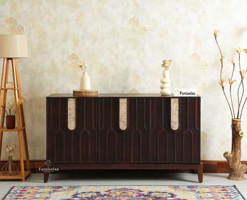 Brisbane Elite Storage Three Door Wooden Cabinet Sideboard Furniselan Grey Finish