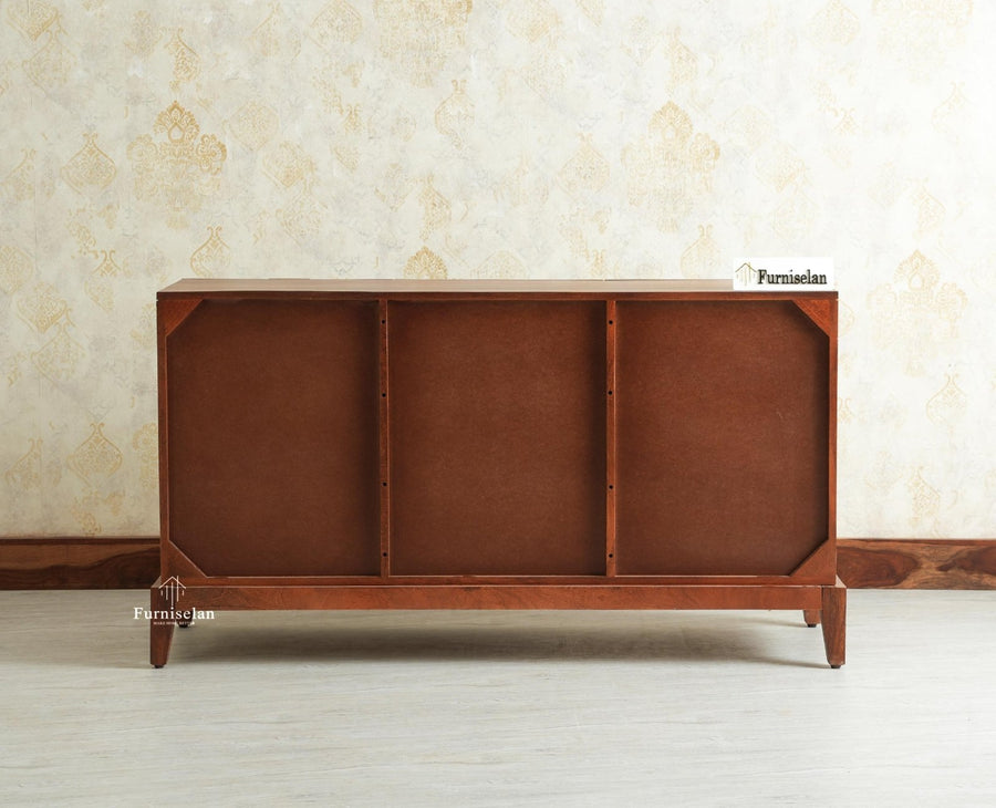Brisbane Elite Storage Three Door Wooden Cabinet Sideboard Furniselan Brown Finish