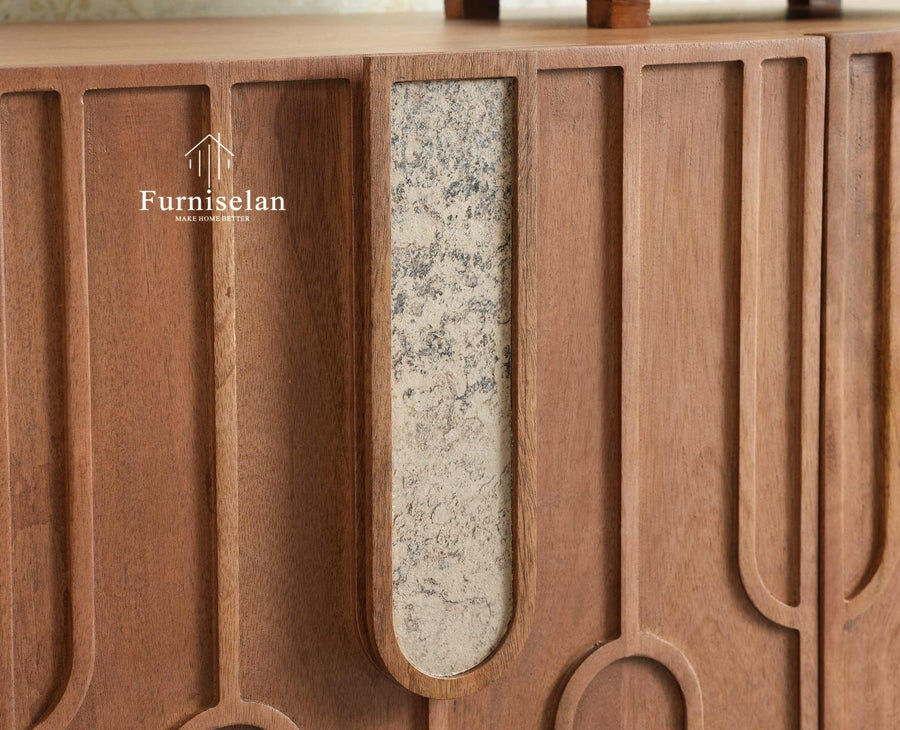 Brisbane Elite Storage Three Door Wooden Cabinet Sideboard Furniselan Natural Oak Finish