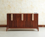 Brisbane Elite Storage Three Door Wooden Cabinet Sideboard Furniselan Brown Finish