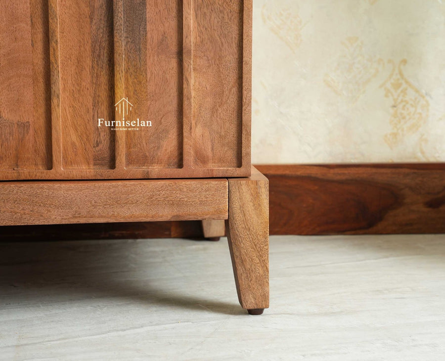 Brisbane Elite Storage Three Door Wooden Cabinet Sideboard Furniselan Natural Oak Finish