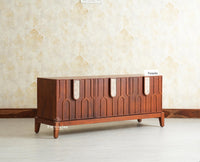 Brisbane Elite Storage Three Door Wooden TV Cabinet Media Unit Furniselan brown finish